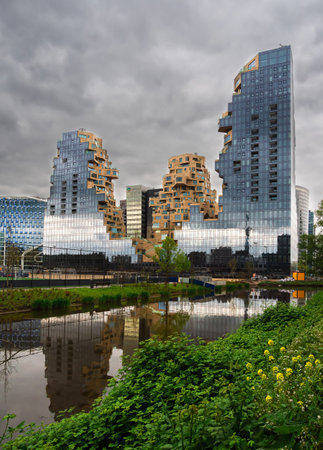 Amsterdam, Netherlands - April 27, 2022: Modern futuristic architecture called The valley in the Zuidas business district in Amsterdam.のeditorial素材