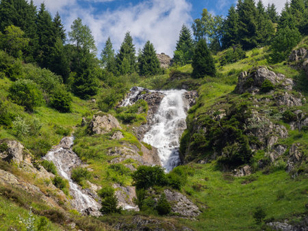 Mountain water stream at Meien in Switzerlandの写真素材
