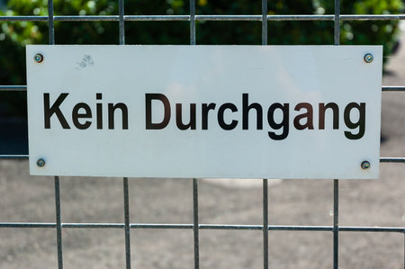 A board with the German inscription Kein Durchgang, english translation No passageの写真素材