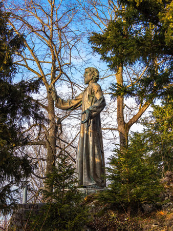 Flueli-Ranft, Switzerland - January 18, 2022: The statue of holy brother Niklaus-Klaus, swiss patron saint, in the church of Flueli-Ranft.のeditorial素材