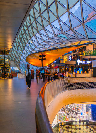 Frankfurt am Main, Germany - January 29, 2023: The MyZeil is a modern shopping mall with very interesting interior design in downtown Frankfurt am Main.のeditorial素材