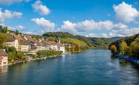 Eglisau, Switzerland - October 13, 2020: Swiss village of Eglisau at Rhine riverのeditorial素材