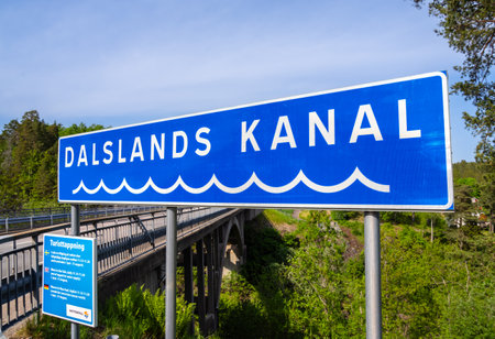 Haverud, Sweden - May 25, 2023: Water canal system in Sweden called Dalslands Canal
