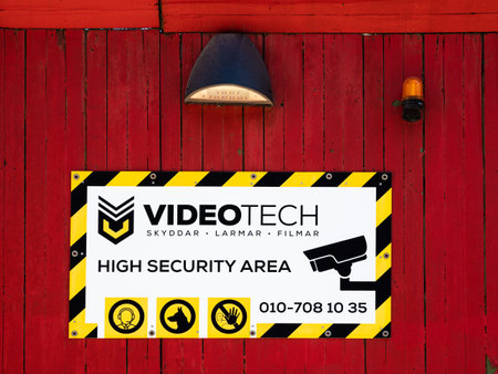 Gothenburg, Sweden - May 30, 2023: High security area controlled by the Swedish company Videotechのeditorial素材