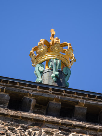 Skansen Kronan is an old fortress with a gilded crown on the roof, which stands above Gothenburg's Haga district.のeditorial素材