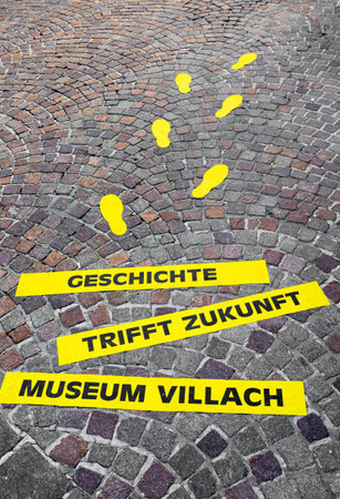 Villach, Austria - July 12, 2023: English translation: History meets the present - Museum Villach....