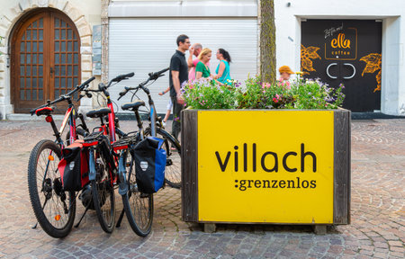 Villach, Austria - July 12, 2023: Promotional campaign of the city of Villach in Austria, with which...