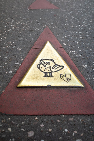 The tourist office in Dijon, France, has chosen the owl as the symbol of the pedestrian tourist circuit which circles the historic center.のeditorial素材
