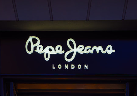Barcelona, Spain - October 7, 2023: Pepe Jeans was founded in London in 1973 and is now one of the leading denim brands worldwide.のeditorial素材