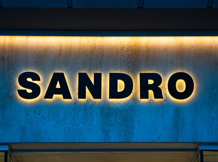 Barcelona, Spain - October 7, 2023: Sandro Andy S.A.S, commonly known as Sandro Paris, is a French ready-to-wear brand founded in 1984 by Ãvelyne Chetrite in Paris.のeditorial素材