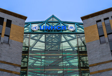 Geneva, Switzerland - November 3, 2023: United Nations High Commissioner for Refugees - headquarters of the organizationのeditorial素材