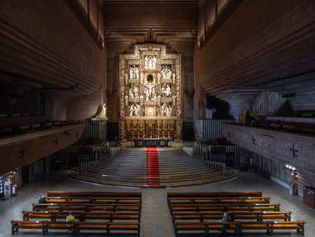 Torreciudad, Spain - October 9, 2023: Torreciudad is a Marian pilgrimage site in Aragon. Interior of...