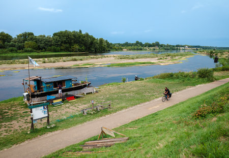 Chaumont sur Loire, France - August 11, 2023: Cycling route in the Loire Valleyのeditorial素材