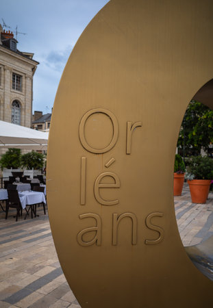 Orleans, France - August 10, 2023: A modern designed promotional colorful sign Loire-Orleansのeditorial素材