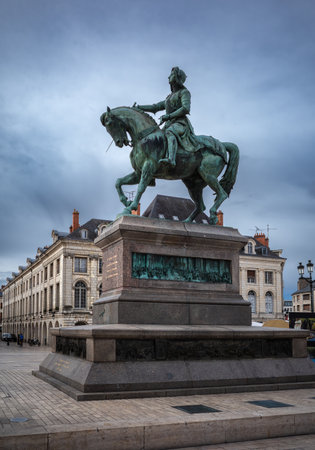 Orleans, France - August 10, 2023: Equestrian statue of saint Joan of Arc (Joan of Arc), honored as a patron saint and defender of a French nation for her role in the siege of Orleans.のeditorial素材