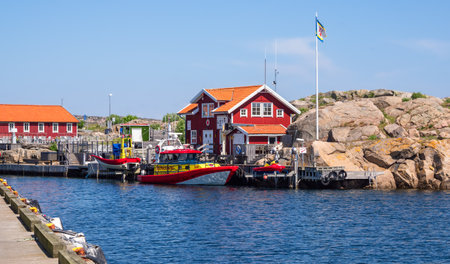 Smogen, Sweden - May 24, 2023: Scandinavian swedish fishing village of Smogenのeditorial素材