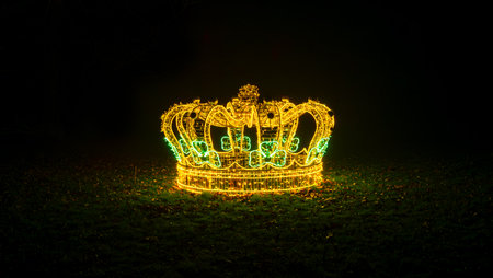 Mainau, Germany - December 27, 2023: A Christmas garden is a Christmas event with beautiful light creations and illuminations on the island of Mainau on Lake Constanceのeditorial素材