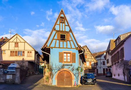 Saint Hippolyte, France - December 12, 2023: Saint-Hippolyte is a french village in the Haut-Rhin department in Alsace.のeditorial素材