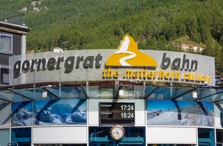 Zermatt, Switzerland - September 23, 2023: The Gornergrat Railway in Zermatt is an electrically operated cog railway on the Gornergrat in the Monte Rosa region of Switzerland and is the second highest mountain railway in Europe.のeditorial素材