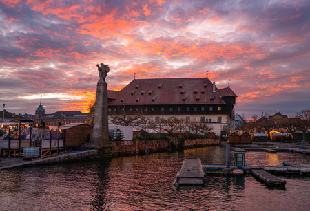 Constance, Germany - December 19, 2023: Council building and restaurant in Konstanz on Lake Constance, where Pope Martin V was elected in a council in 1417.のeditorial素材