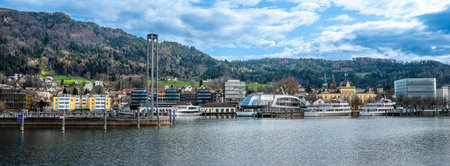 Bregenz, Austria - March 15, 2024: Bregenz at the Lake Constance is the capital city of the Austrian region Vorarlberg.のeditorial素材