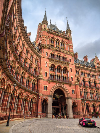 London, United Kingdom - February 26, 2024: St. Pancras renaissance Hotel, established in 1873.のeditorial素材