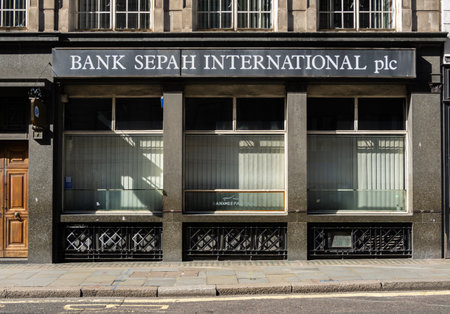 London, United Kingdom - April 29, 2024: Bank Sepah, Tehran is oldest and most prestigious bank of Iran. The London branch was opened in 1972.のeditorial素材