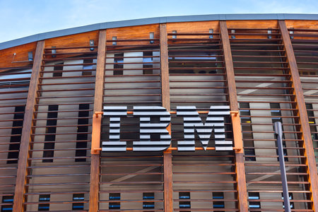 Milan, Italy - November 9, 2025: IBM -International Business Machines Corporation- is a global technology and consulting companyのeditorial素材