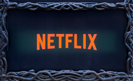 Milan, Italy - November 9, 2025: Netflix is a global streaming platform that provides a vast library of movies, TV series, documentaries, and original programming for on-demand viewing.のeditorial素材