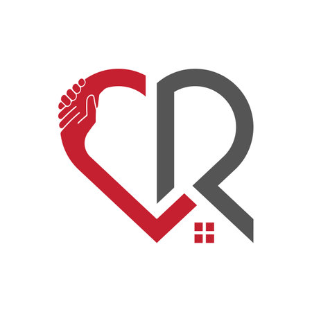 Friendship Heart and letter R logo designのイラスト素材