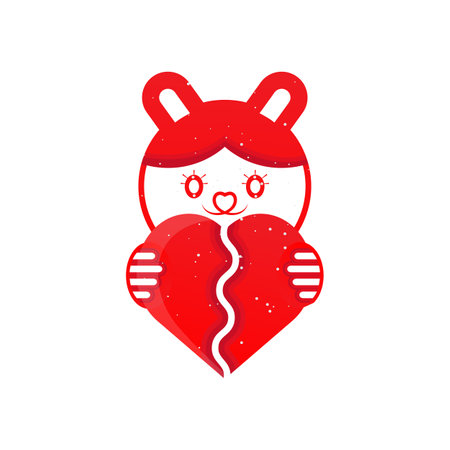 Cat with Broken heart Vector templateのイラスト素材