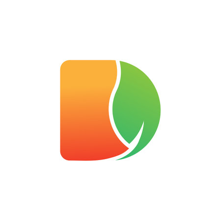 D letter with leaf Logo design for your brandのイラスト素材