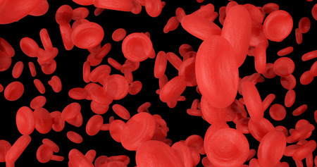 3d rendering red blood cells flow on black background with Clipping Pathの写真素材
