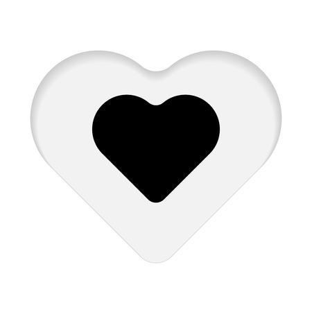 Vector Illustration, Black heart paper cut on white backgroundのイラスト素材