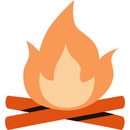 Vector illustration in flat colors style. Campfire in autumnのイラスト素材