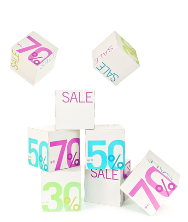 Sale sign on the cubesの写真素材