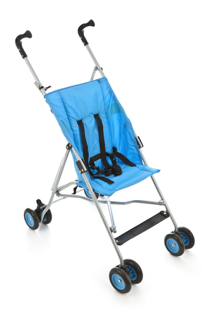 Baby stroller isolated on whiteの写真素材