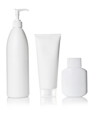 set of cosmetic products on a white background. Cosmetic package collectionの写真素材