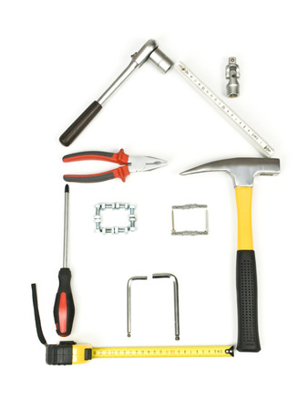 House made of tools over white backgroundの写真素材