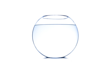 fishbowl with water isolated on white backgroundの写真素材