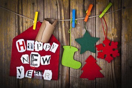 Christmas background on wooden backgroundの写真素材