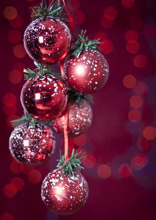 Christmas background with ornamentの写真素材