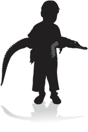Child with crocodile, VECTOR illustrationのイラスト素材