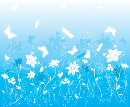 Background flower with butterfly, vector illustrationのイラスト素材