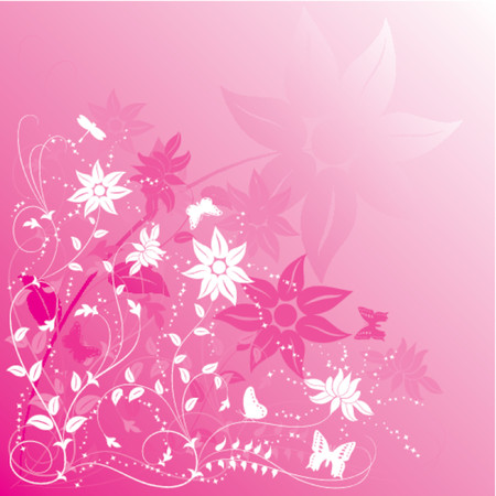 Background flower with butterfly, VECTOR illustrationのイラスト素材