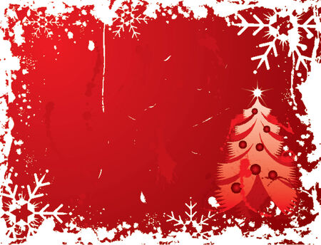 Christmas grunge background with tree, vector illustrationのイラスト素材