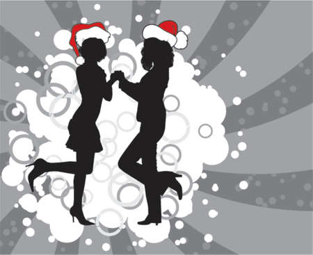 Christmas background with silhouettes, vector illustrationのイラスト素材