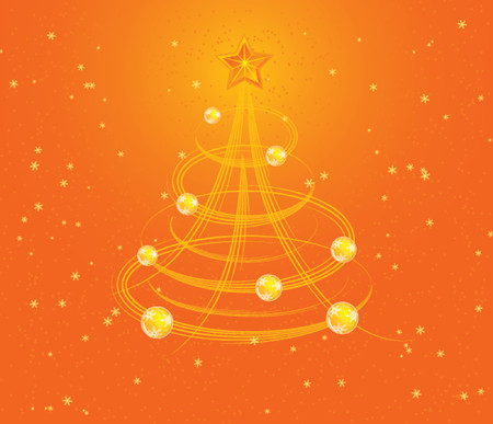 Christmas background with stylized tree and christmas baubles, vector illustrationのイラスト素材