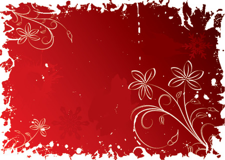 Christmas snowflake grunge background with flowers, vector illustrationのイラスト素材