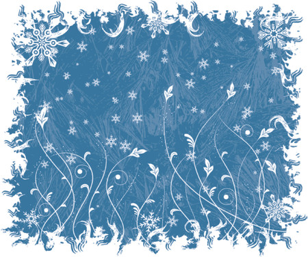 Christmas frosty background with snowflakes and flowers, vector illustrationのイラスト素材